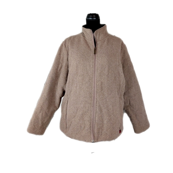 Vtg Woolrich Womens Wool Hazelnut/Heather Cozy Warm Insulated Zip Jacket Sz L - Picture 2 of 9